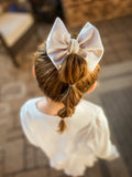 White Golden Heart Velvet Bow
