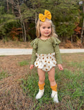 Olive Ribbed Long Flutter Sleeve Leo