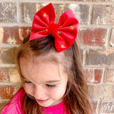 Red Golden Heart Velvet Bow