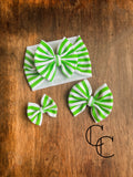 Green Stripe Bow