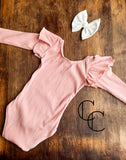 Peony Ribbed Long Sleeve Flutter Leo