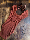 Hazelnut Ribbed Flutter Sleeve Leo