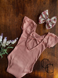 Dusty Rose Ribbed Short Sleeve Leo
