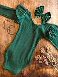 Evergreen Ribbed Long Sleeve Flutter Leo