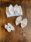 White Pleather Bow
