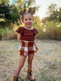Hazelnut Ribbed Flutter Sleeve Leo
