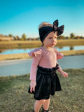 Dusty Rose Ribbed Long Sleeve Flutter Leo