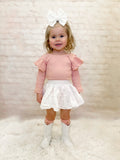 Peony Ribbed Long Sleeve Flutter Leo