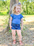 Galaxy Blue Ribbed Short Sleeve Leo
