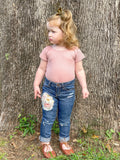 Dusty Rose Ribbed Short Sleeve Leo