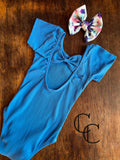 Galaxy Blue Ribbed Short Sleeve Leo