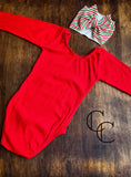 Red Ribbed Long Sleeve Leo