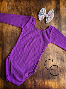 Purple Ribbed Long Sleeve Leo