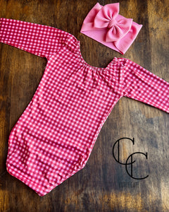 Pink & Red Gingham Long Sleeve Leo