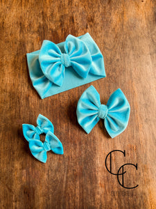 Sky Blue Velvet Bow