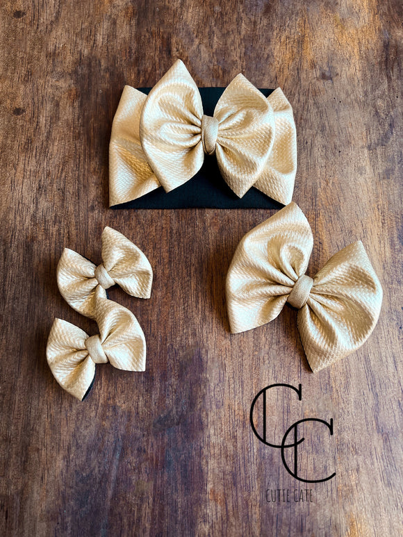 Champagne Toast Pleather Bow