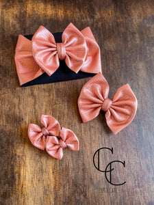 Rose Gold Pleather Bow